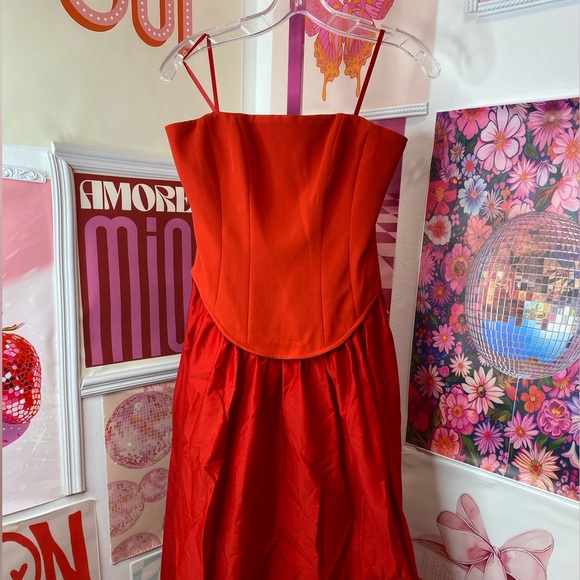 NWT Toccin Melody Corset Midi Dress In Poppy color - Picture 3 of 9
